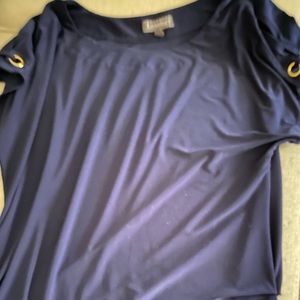 Beautiful short sleeve navy blouse, size large by Luxology.